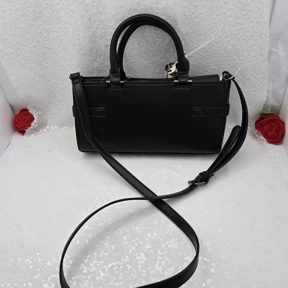 Steve Madden BMEAD Top Handle East West Crossbody Satchel Black Bag Horse Charm